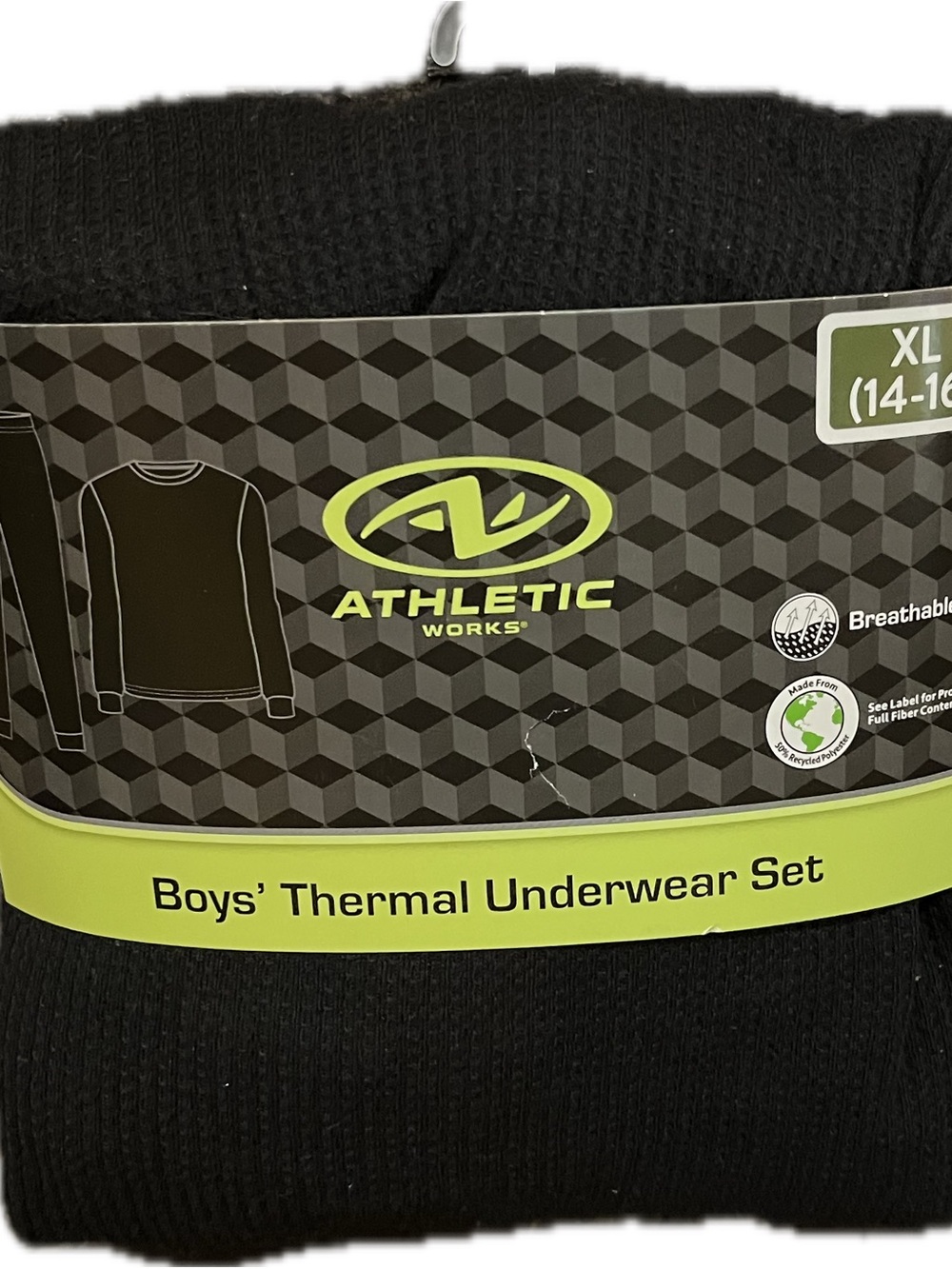 Athletic Works Boys Thermal Undershirt Set - Black